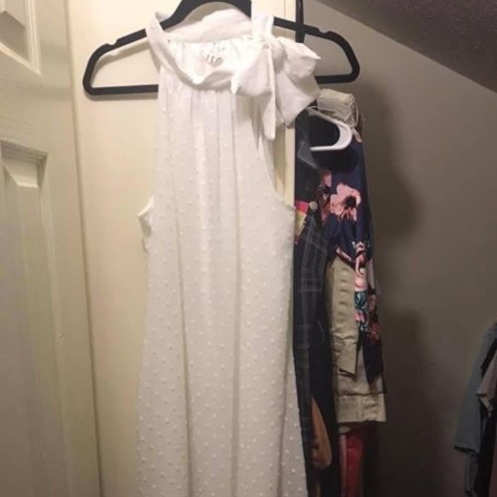 Polka Dotted White Shift Dress
